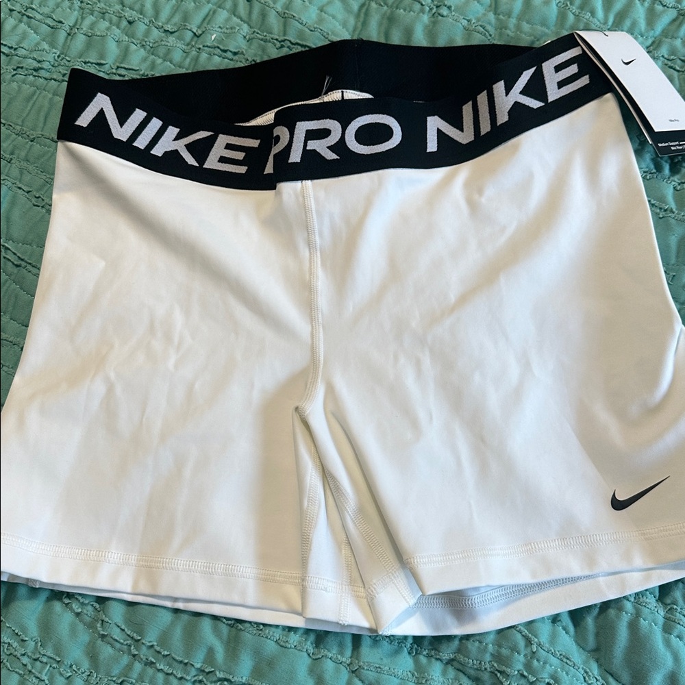 Nike Pro White and Black Athletic Shorts